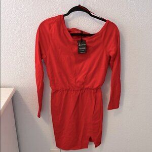 n:PHILANTHROPY Red Long Sleeve Bodycon Mini Dress.